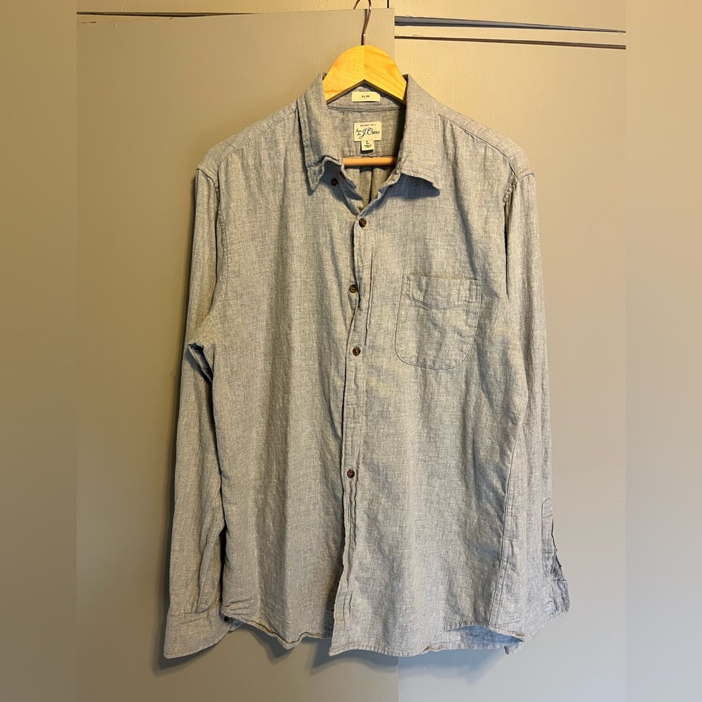 J. Crew Brushed Twill Light Gray Shirt